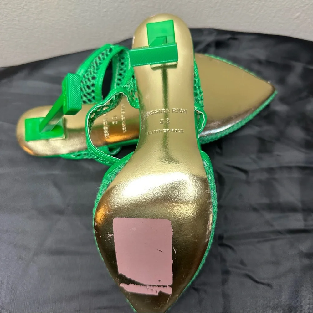 Jessica Rich Green Ysabelle Fishnet Pointed Toe Pump Sz 38- US 7.5 - Picture 5 of 7